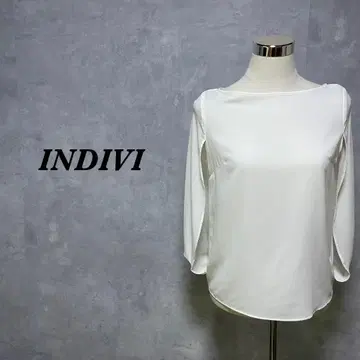 INDIVi 블라우스 변형 슬리브 디자인 비침 화이트 M 3923