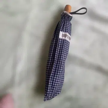 SIMPLE 네이비 체크 무늬 접이식 우산