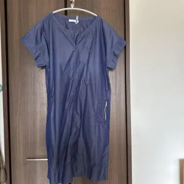 보라색 셔츠 원피스 반팔 V넥