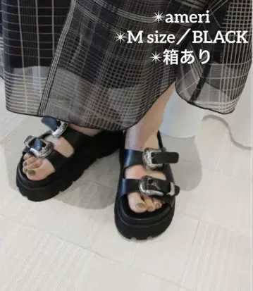 박스 있음 Ameri MEDI WESTERN BUCKLE SANDALS