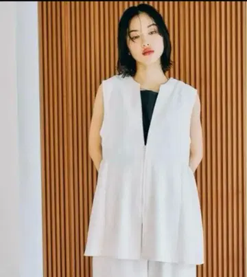 LEPSIM 린넨 라이크 드라이 시리즈 절개 조끼 아이보리