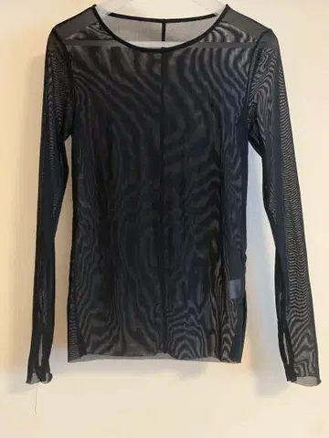 다이애그널 블랙 메쉬 긴팔 셔츠