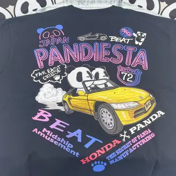 (25) PANDIESTA 팬더 혼다 BEAT 자수 티셔츠 (블랙)
