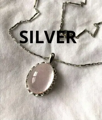 빈티지 로즈 쿼츠 실버 목걸이 SILVER 카보숑