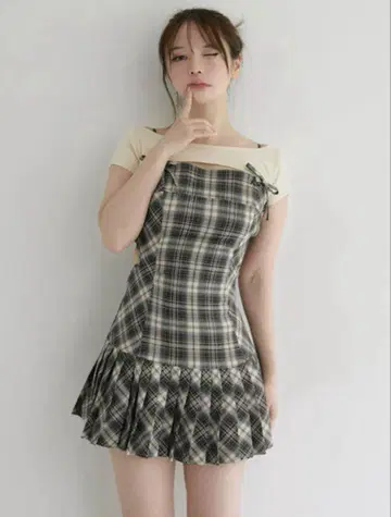 Karen 체크 미니 드레스 andmary S 사이즈