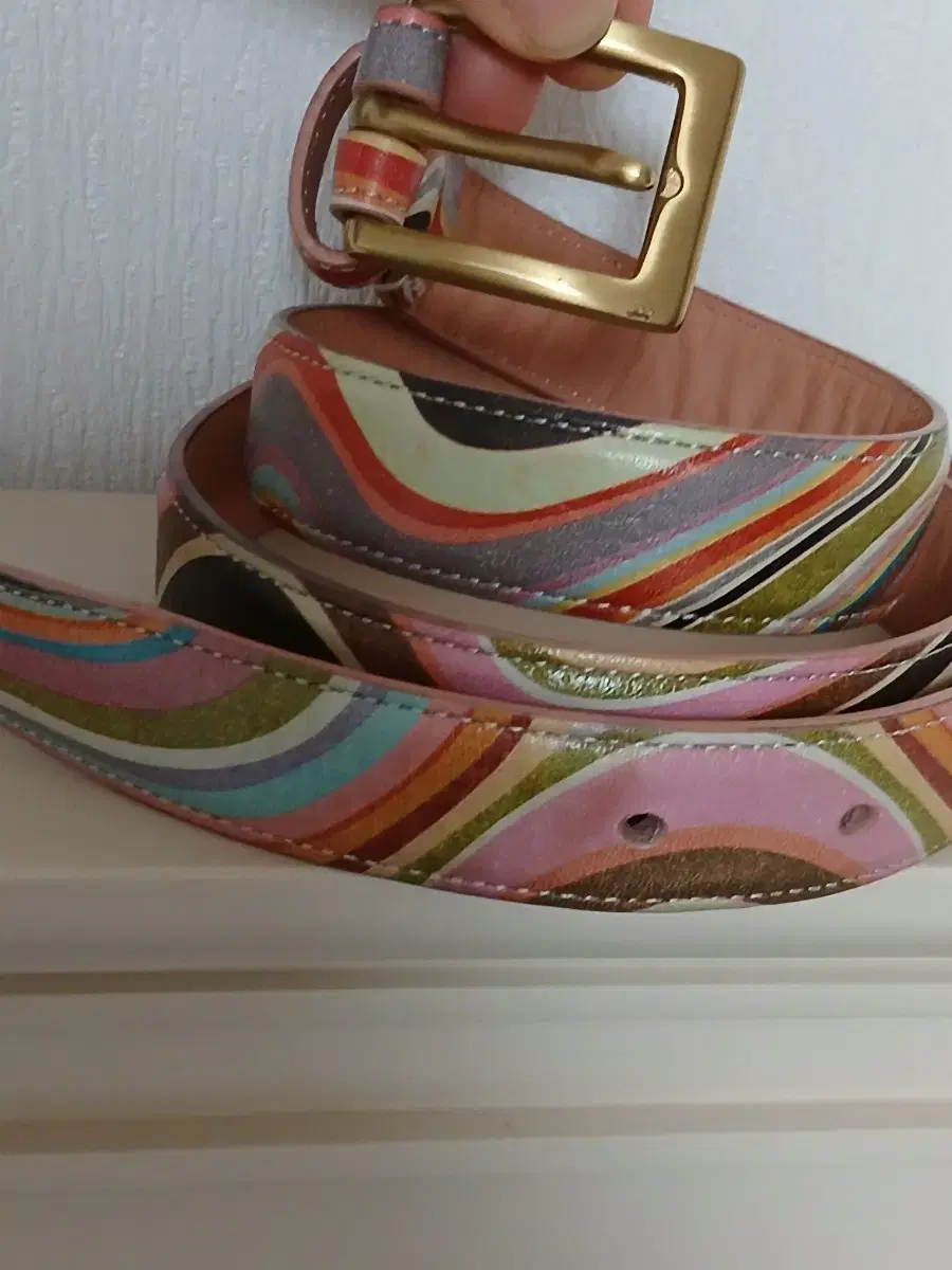 UK Paul Smith Real Italian Leather Rainbow Color Belt, almost new condition