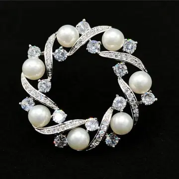 브로치 고품질 지르콘 진주 크리스탈 포멀 결혼식 리본 선물
