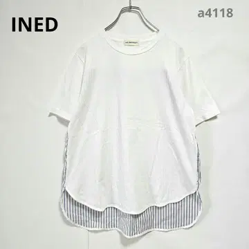 이네드 컷소 티셔츠 반팔 도킹 스트라이프 면 100% 일본제