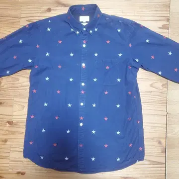 BEAMS 별 패턴 긴팔 셔츠 M 네이비