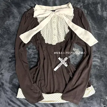 다크 코어 다크 코케트 coquette 도트 발레 코어 데카 리본 셔츠