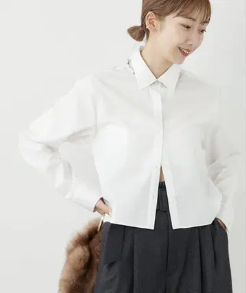 Plage short 숏 셔츠 화이트 크롭 셔츠