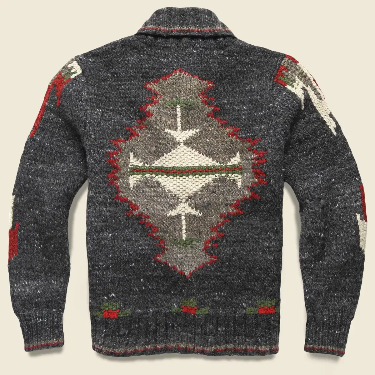 L RRL Hand-Knit Wool Silk Navajo Western Cardigan