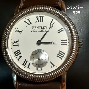 BENTLEY 실버 925 각인 스몰 세컨드 남성용 손목시계 작동품