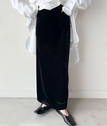 select MOCA by son 벨로아 I 라인 롱 스커트 블랙