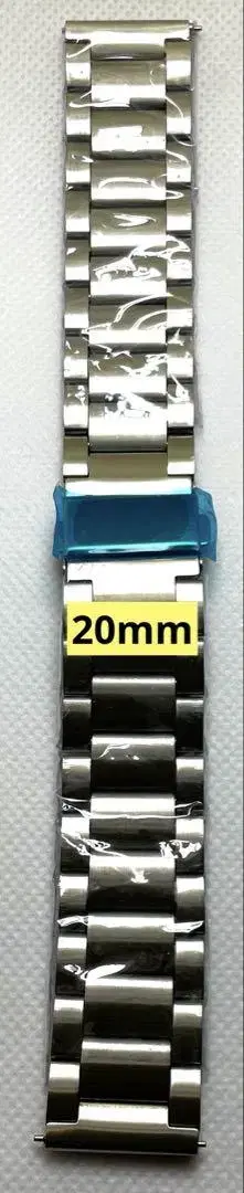 20mm 스테인리스 스틸 실버 시계 벨트