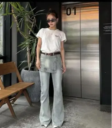 완판템 ACLENT 랩 레이어드 플레어 데님