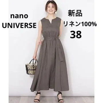 새상품 나노 유니버스 프렌치 린넨 개더 맥시 원피스 38 브라운