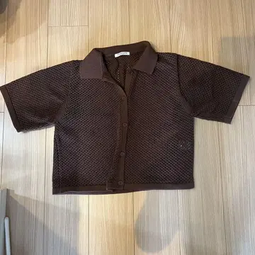 BEAUTY&YOUTH 메쉬 반팔 가디건 브라운