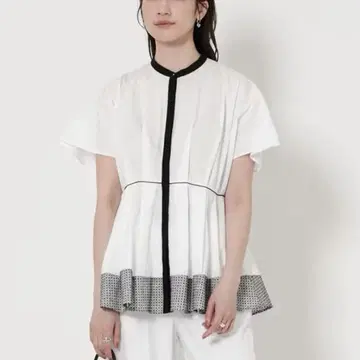 새상품 UNITED ARROWS 자수 돌먼 슬리브 블라우스 화이트