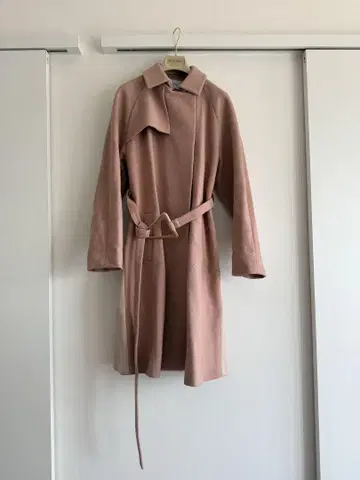 CARVEN 핑크 벨트 롱 코트 S