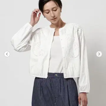 새상품 UNITED ARROWS 포플린 자수 블라우스 화이트