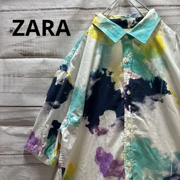 ZARA 페인트 아트 반팔 셔츠 XL 빅 루즈 오버 사이즈 세련된