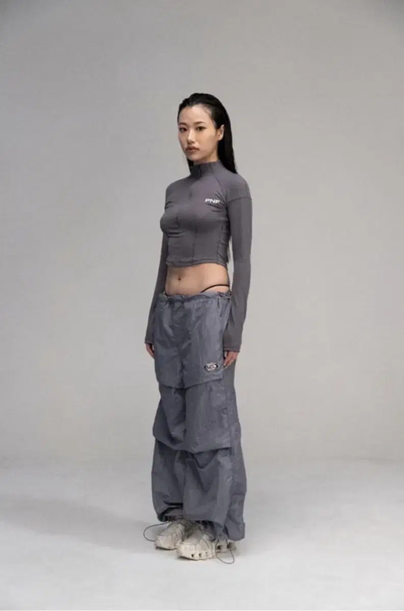 Please No Follow PNF Bibi Nylon Emblem Pants Gray