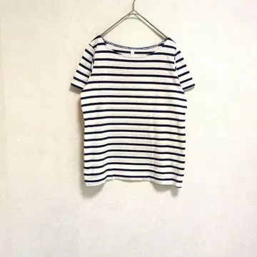 두세 100% 면 보더 반팔 티셔츠 코튼 마린 M