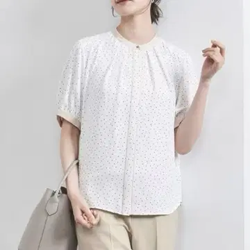 새상품 UNITEDARROWS 바이컬러 파이핑 숏 슬리브 블라우스