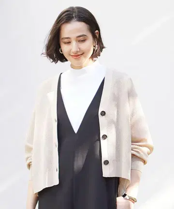 안피로 [세탁 가능] 린넨 링크 메쉬 가디건