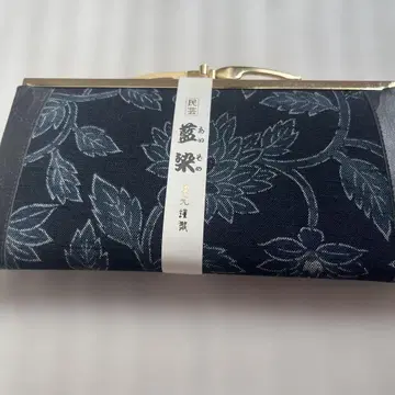 꽃무늬 네이비 장지갑 가마구치 네이비 나염