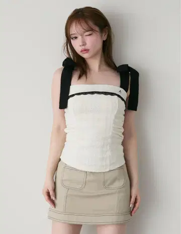 앤드 마리 andmary Samantha 리본 탑