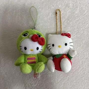 미사용 헬로키티 봉제 인형 스트랩 키링 레트로 가챠 핑