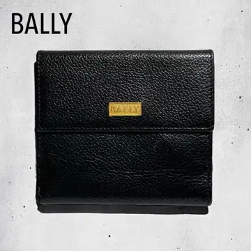 BALLY 발리 페블드 레더 골드 금장 장식 접이식 지갑