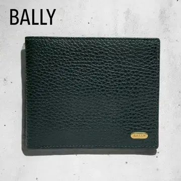 BALLY 발리 페블드 레더 골드 금장 장식 접이식 지갑 그린