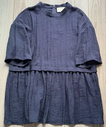 UNITED ARROWS 다크 블루 오리 소매 상의 소프트 페플럼