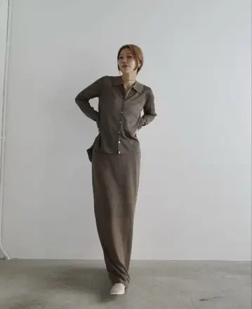 시마무라 hideka 씨 시어 상의 스커트 M 브라운 2개 세트