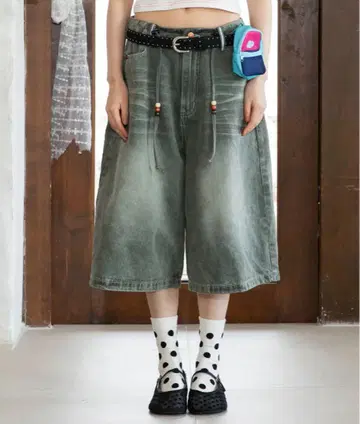 한국 MUSINSA XTONZ WOMAN 버뮤다 데님 팬츠