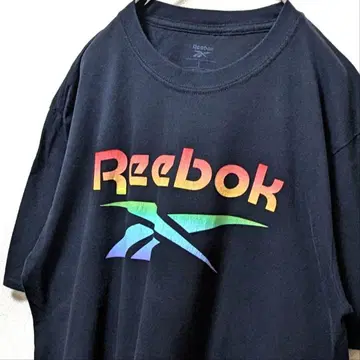 리복 Reebok 레어 로고 티셔츠 블랙 검정 L 구제 의류