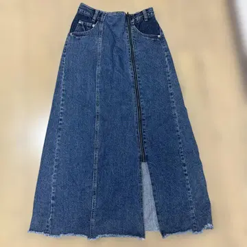 CEPO 데님 롱 스커트 프론트 지퍼