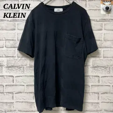 새상품급! CALVIN KLEIN 블랙 보더 티셔츠 가슴 포켓
