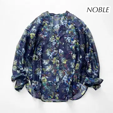 NOBLE 노블 시스루 플라워 빅 포켓 셔츠 꽃무늬