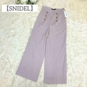 택 포함 미사용 [SNIDEL] 골드 버튼 와이드 팬츠