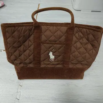Ralph Lauren 브라운 퀼팅 토트백