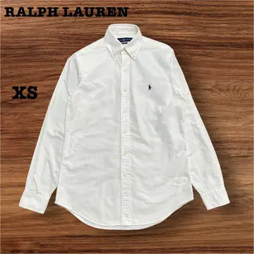 RALPH LAUREN 옥스퍼드 BD 셔츠 화이트 화이트 파랑 포니 XS