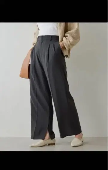 저지 와이드 턱 팬츠