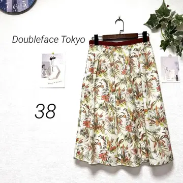 9256 Doubleface Tokyo 꽃무늬 플레어 스커트 미디 스커트