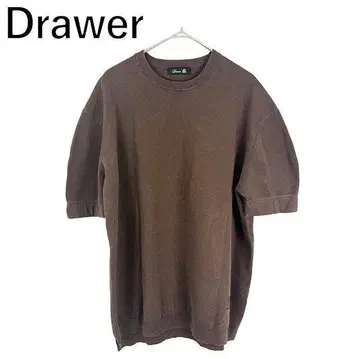 드로어 Drawer 반팔 티셔츠 로고 자수 맨투맨 브라운 브라운