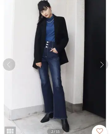 EMODA 백 레이스업 저스트 허리 플레어 청바지