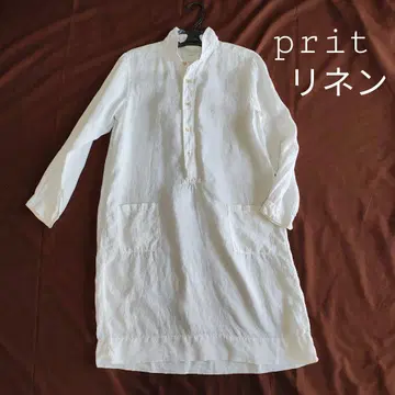 prit 프릿 린넨 100% 귀여운 원피스 린넨 원피스 화이트 TRIP